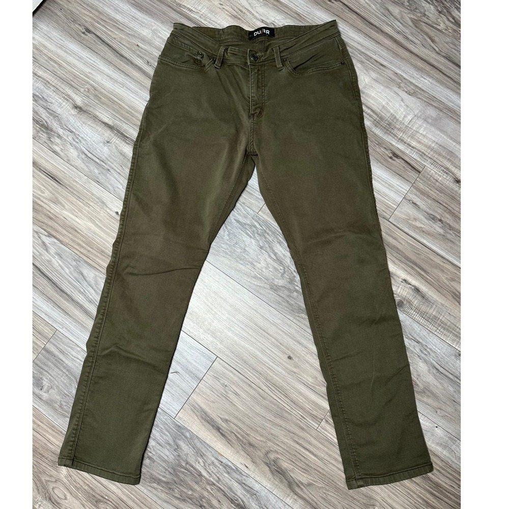 DU/ER Mens No Sweat N2X Relaxed Taper Olive Green Size 34